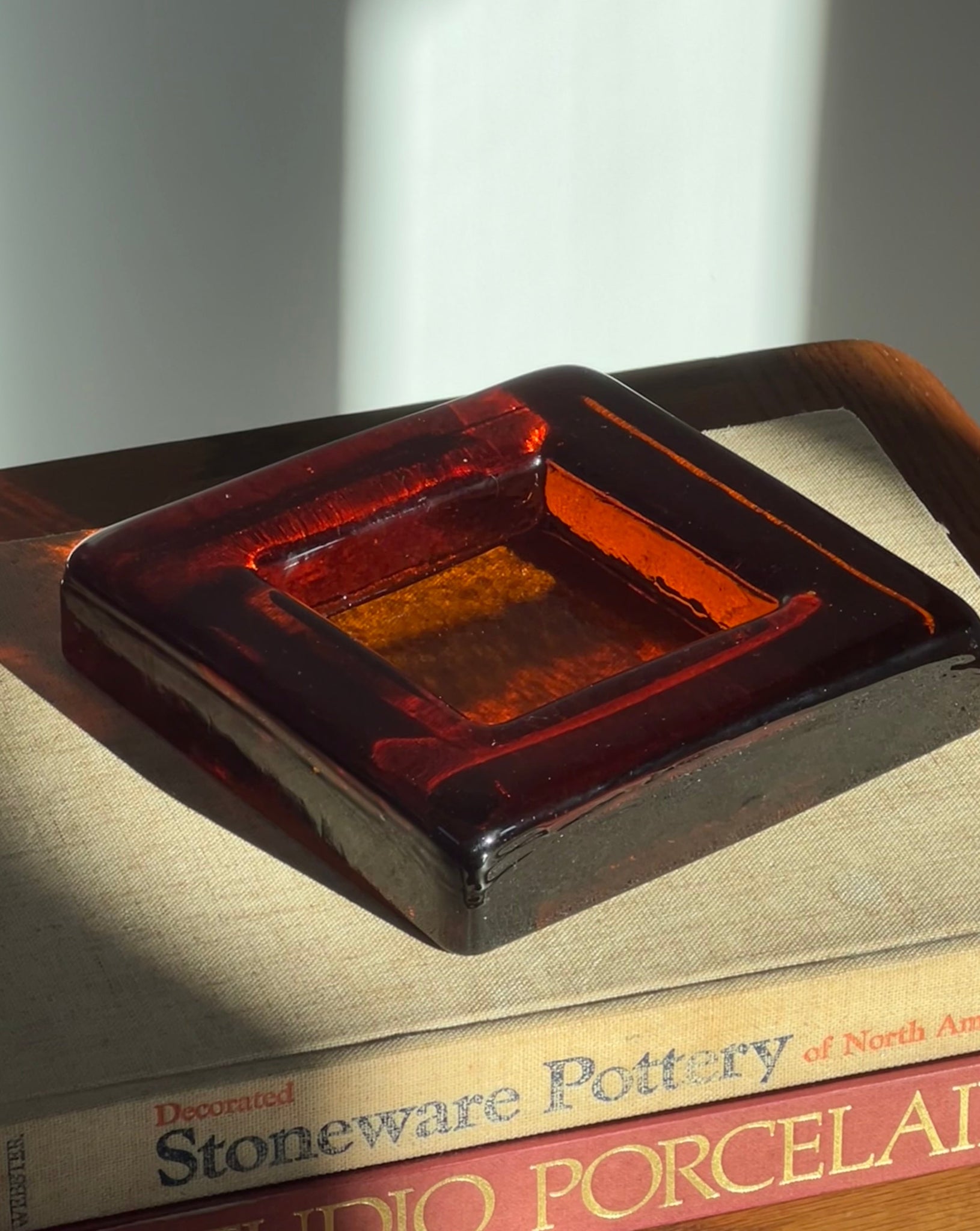BLENKO Amber glass catchall