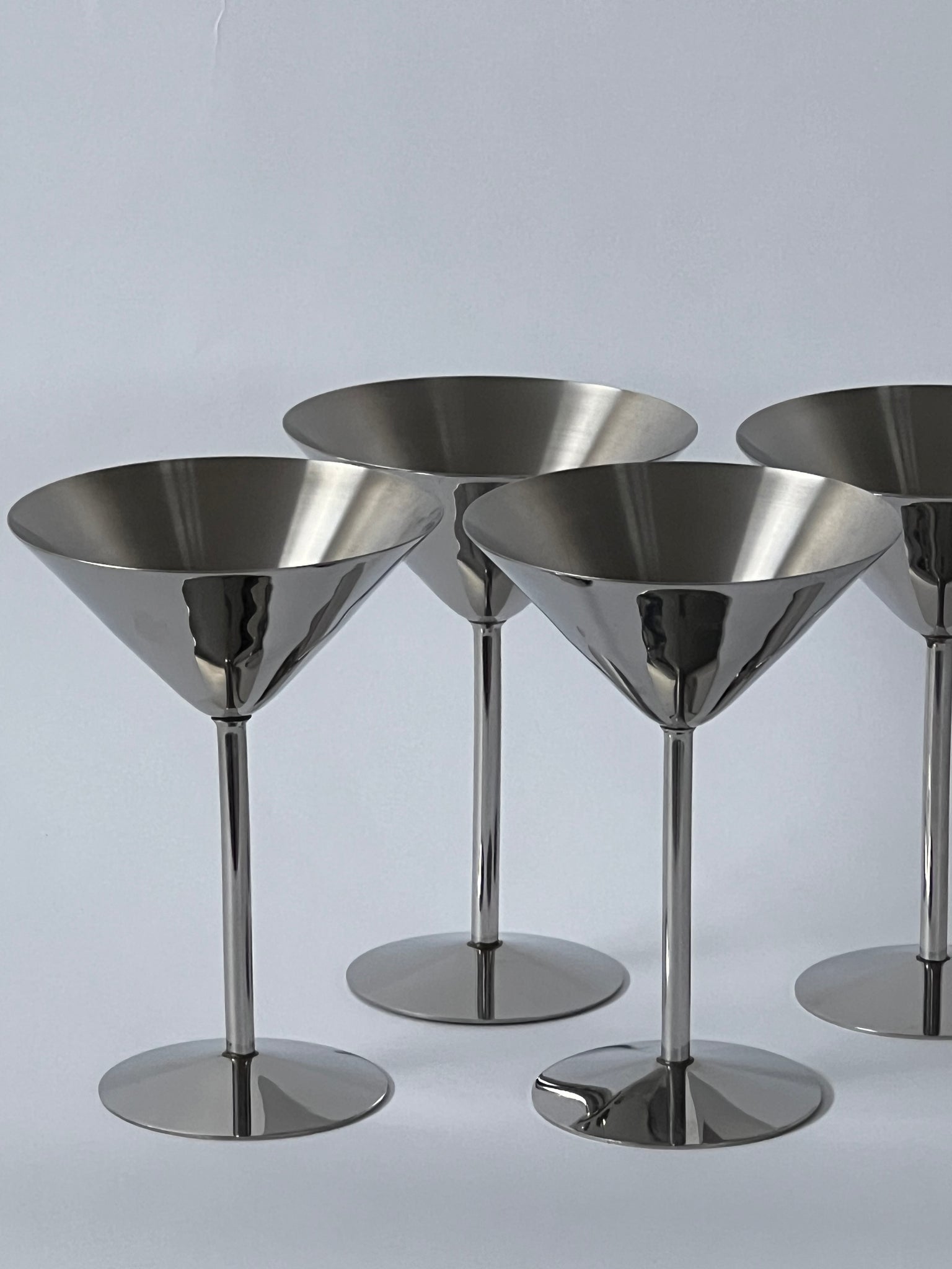 Chrome martini glasses