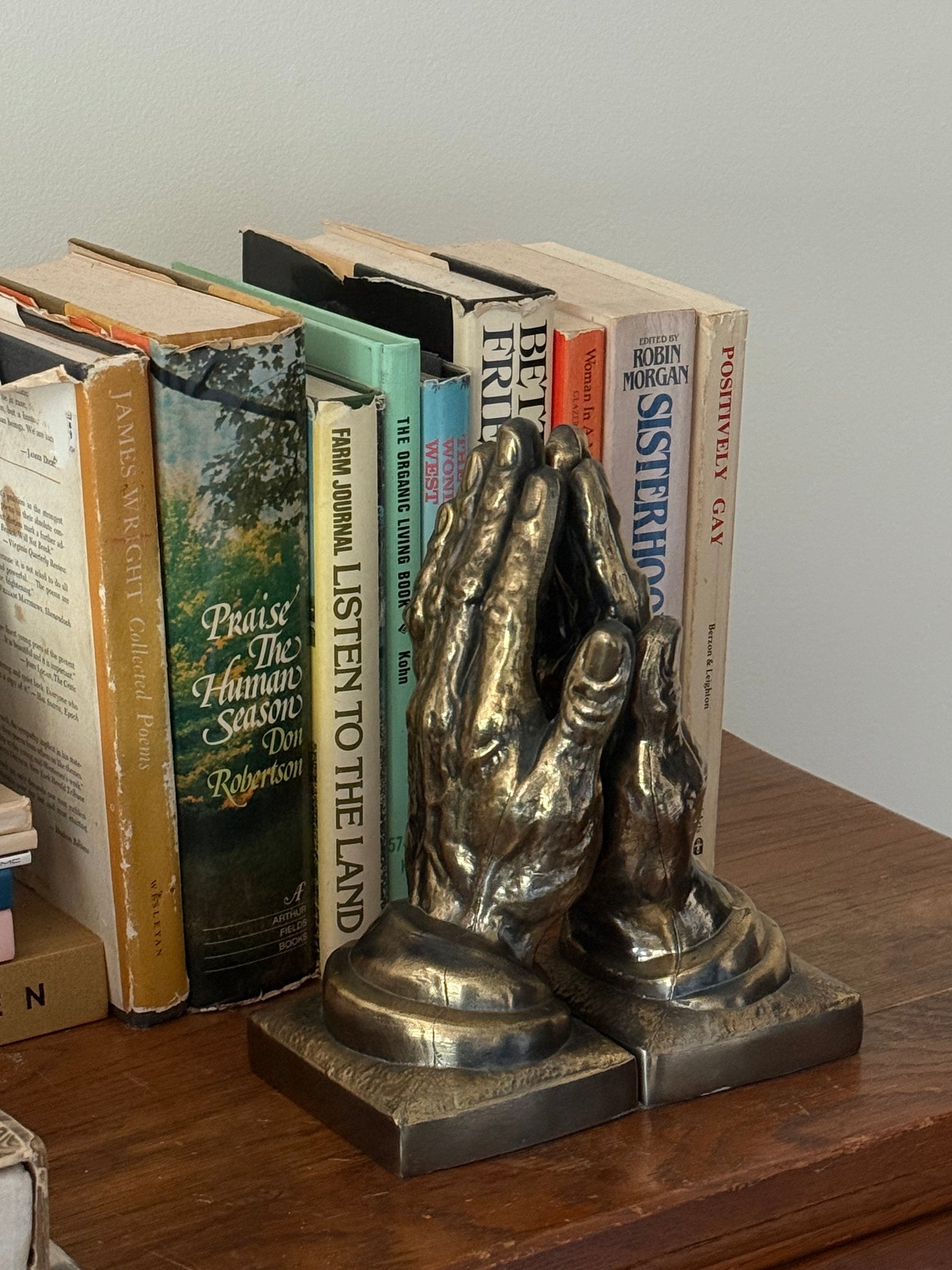 Brass hand bookends