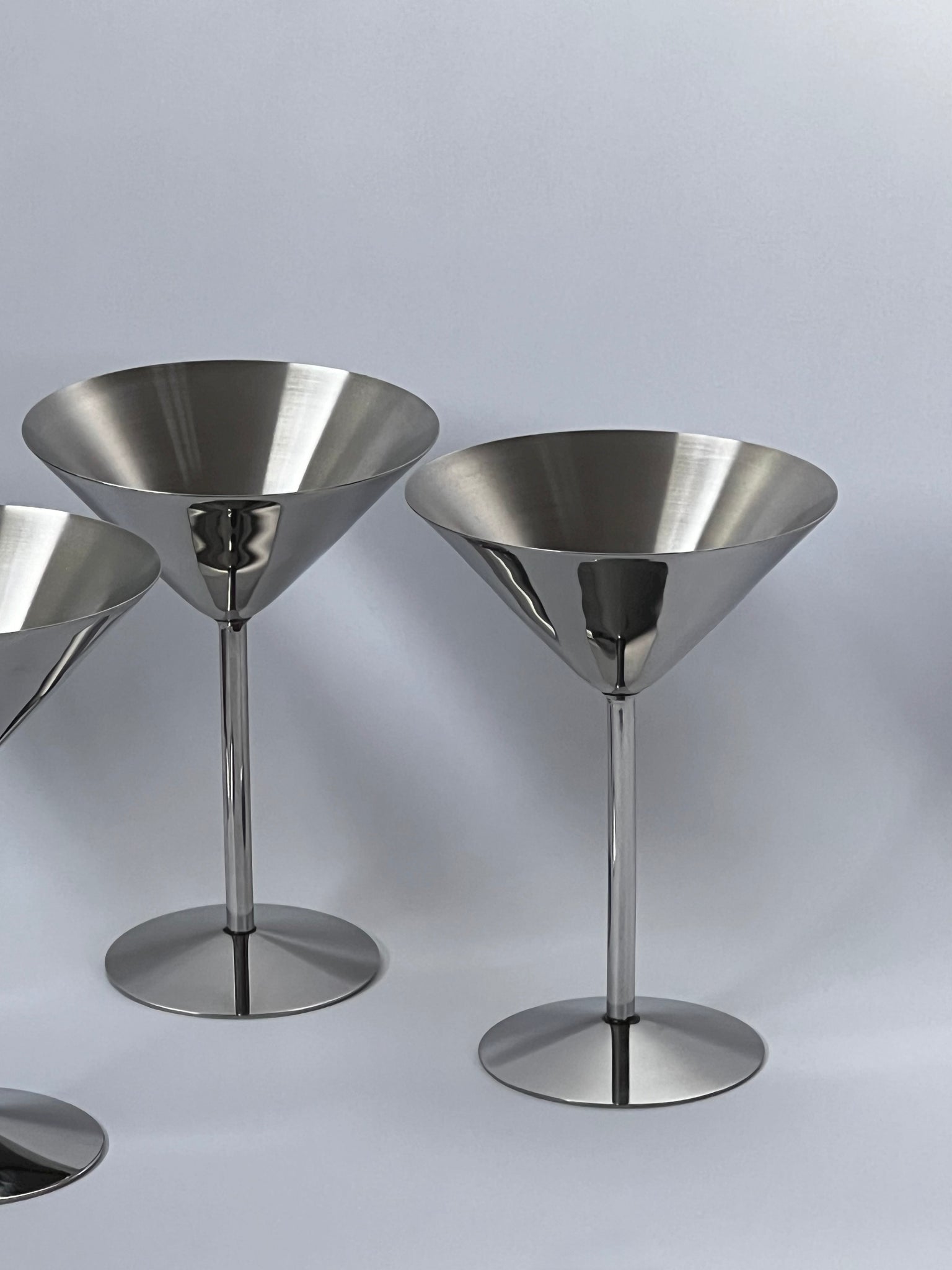 Chrome martini glasses