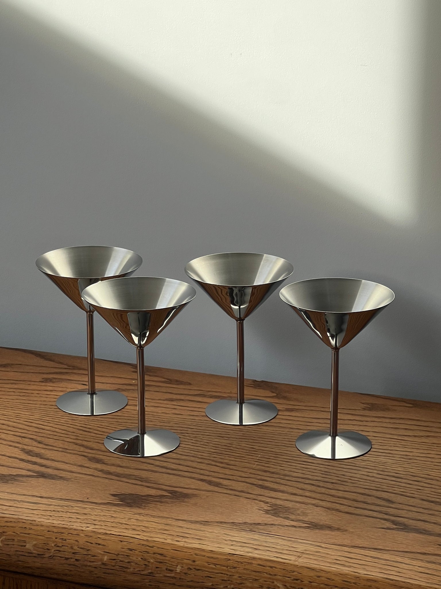 Chrome martini glasses