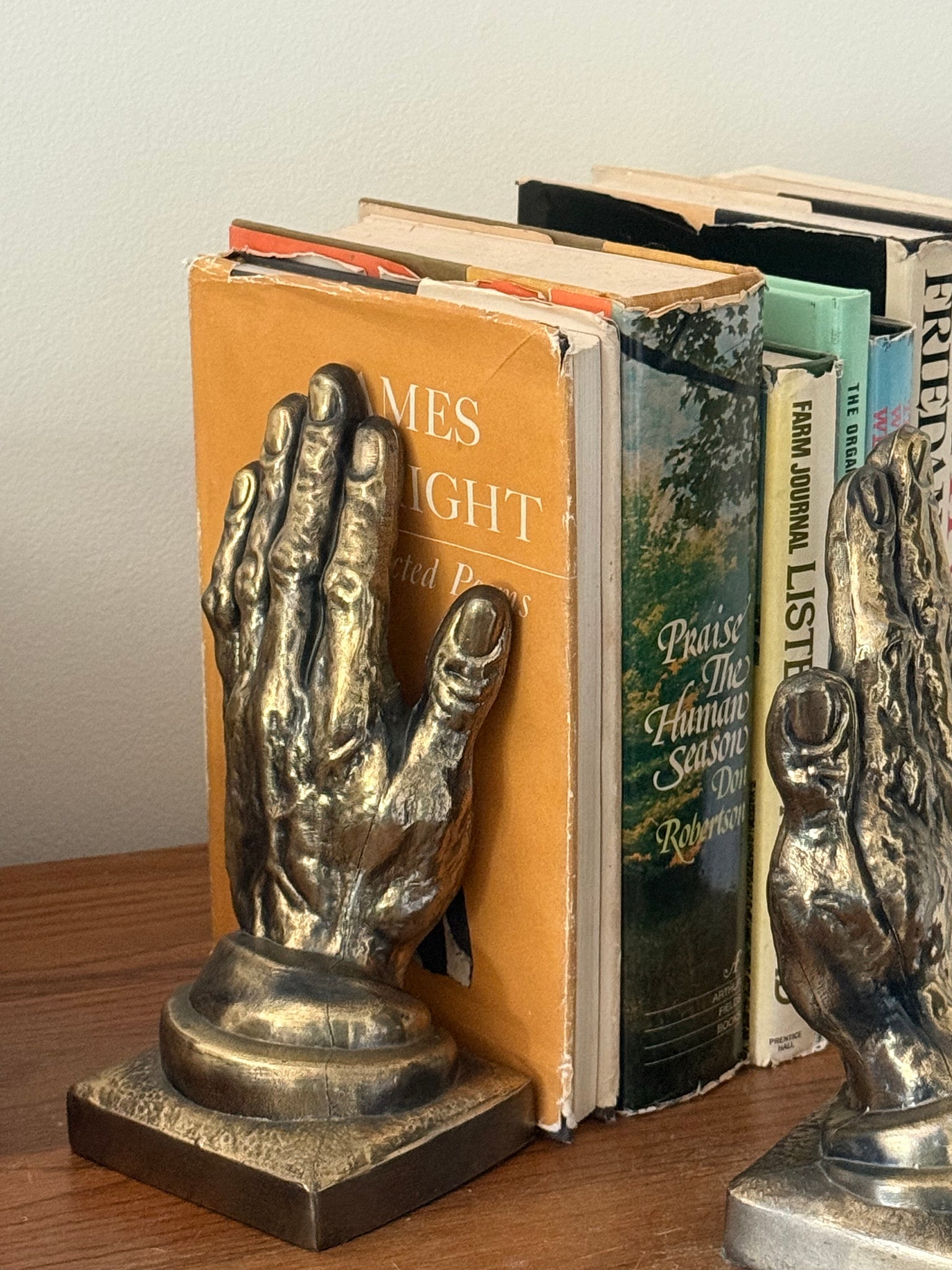 Brass hand bookends