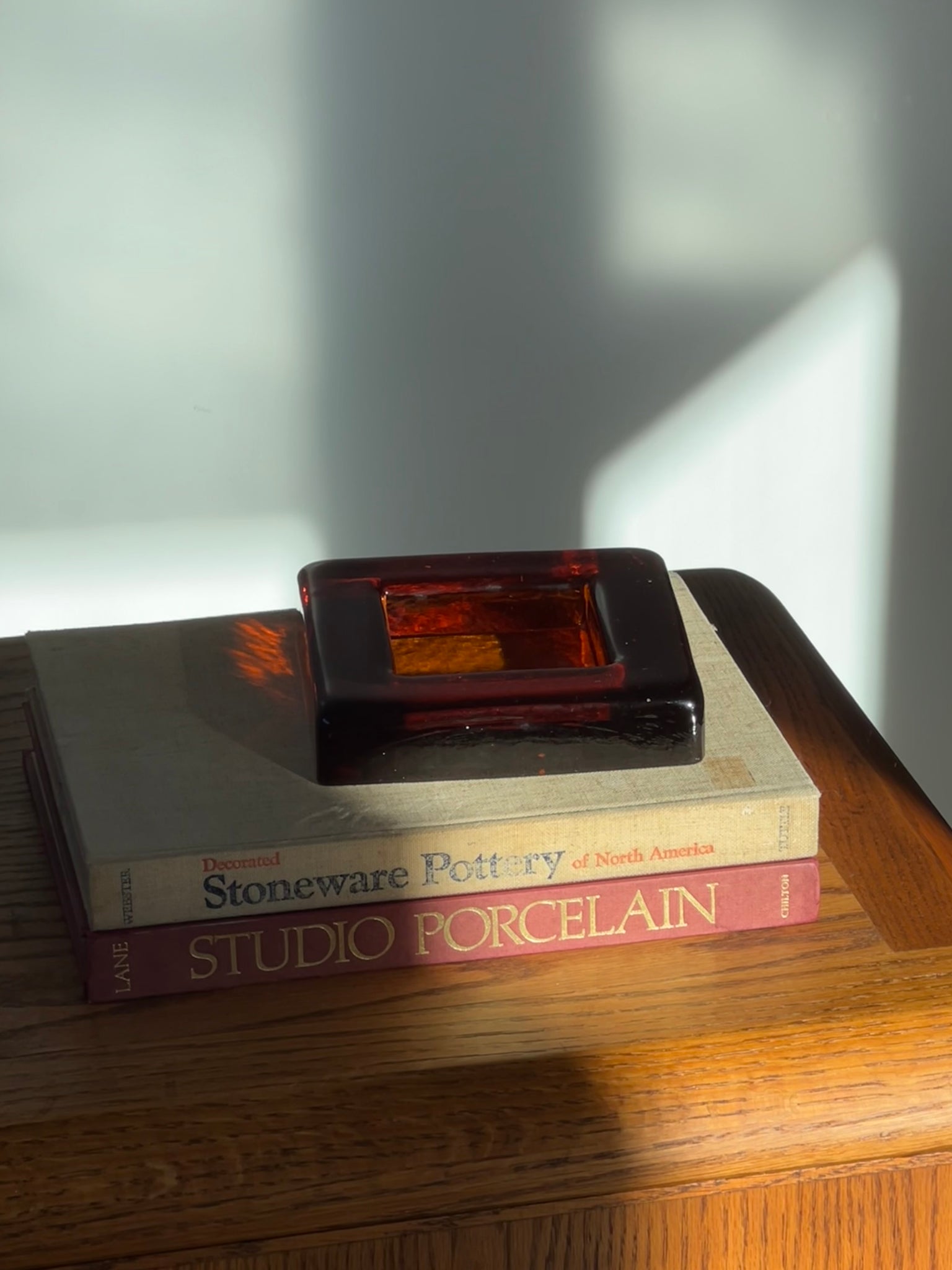 BLENKO Amber glass catchall