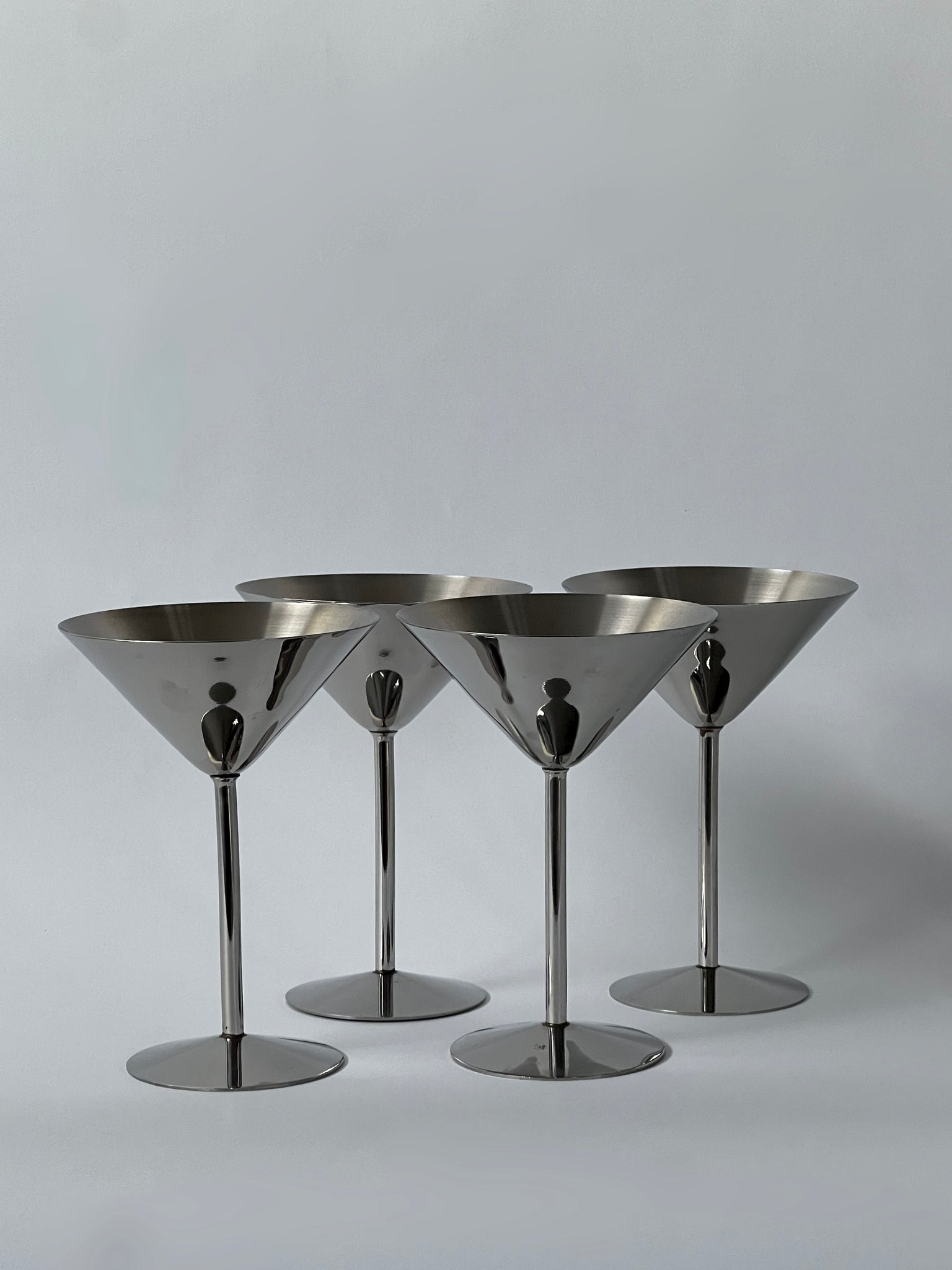 Chrome martini glasses