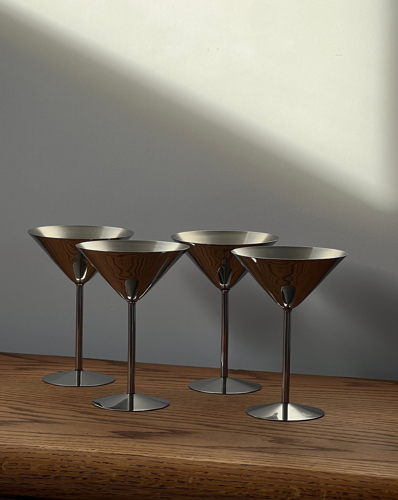 Chrome martini glasses