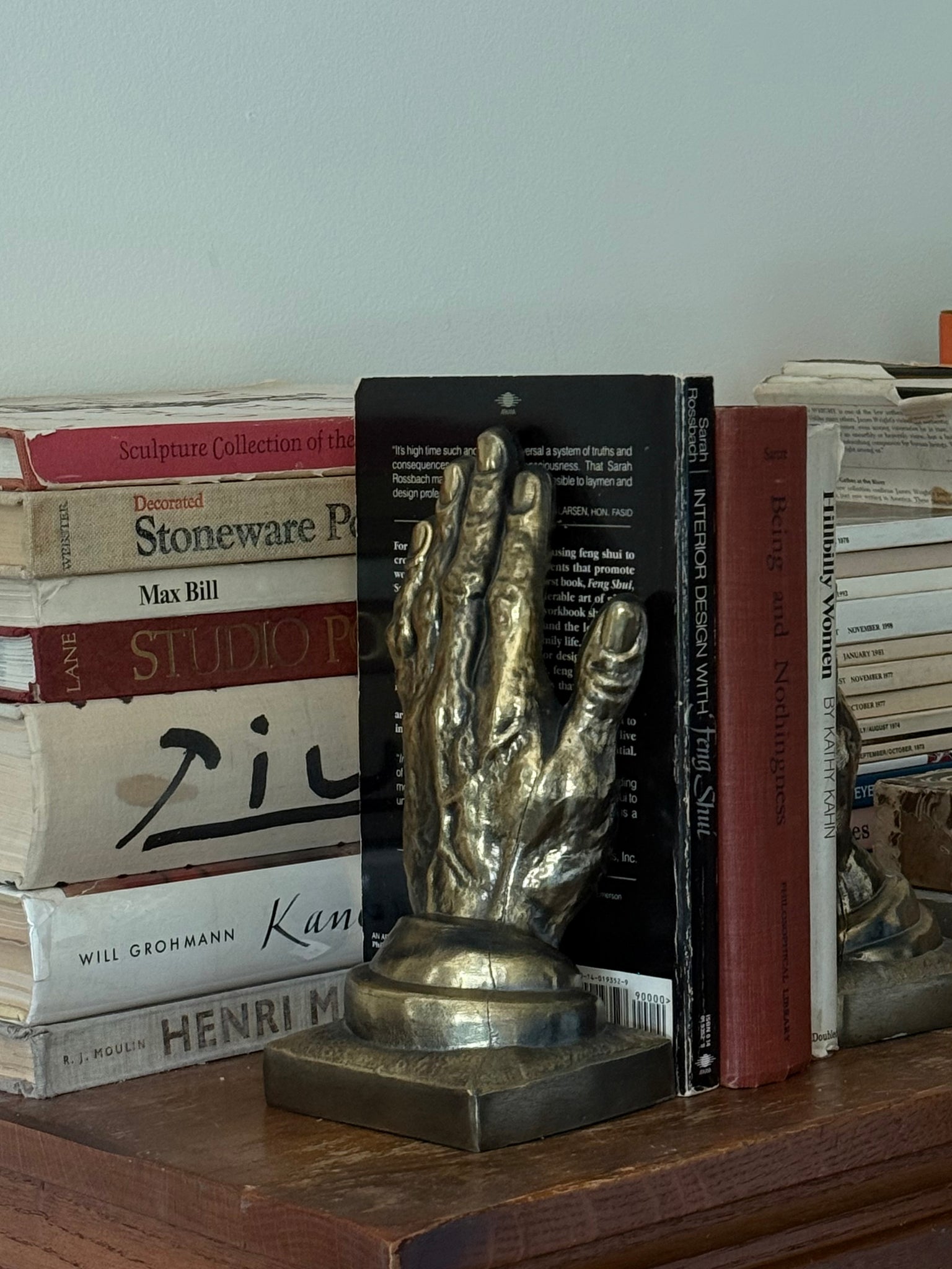 Brass hand bookends