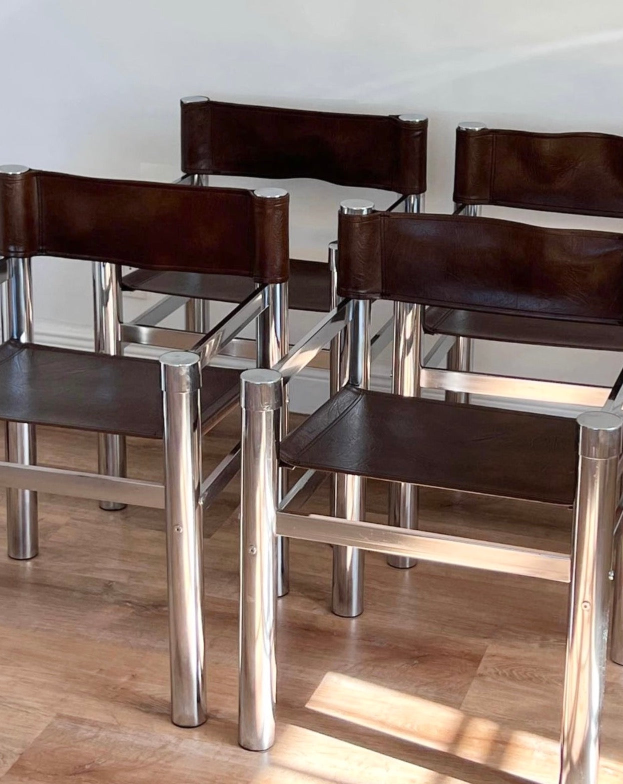 70's Chrome and leather chairs