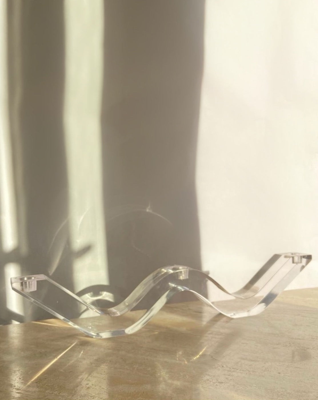 Lucite Wavy Candle Holder by Astrolite Ritts co.