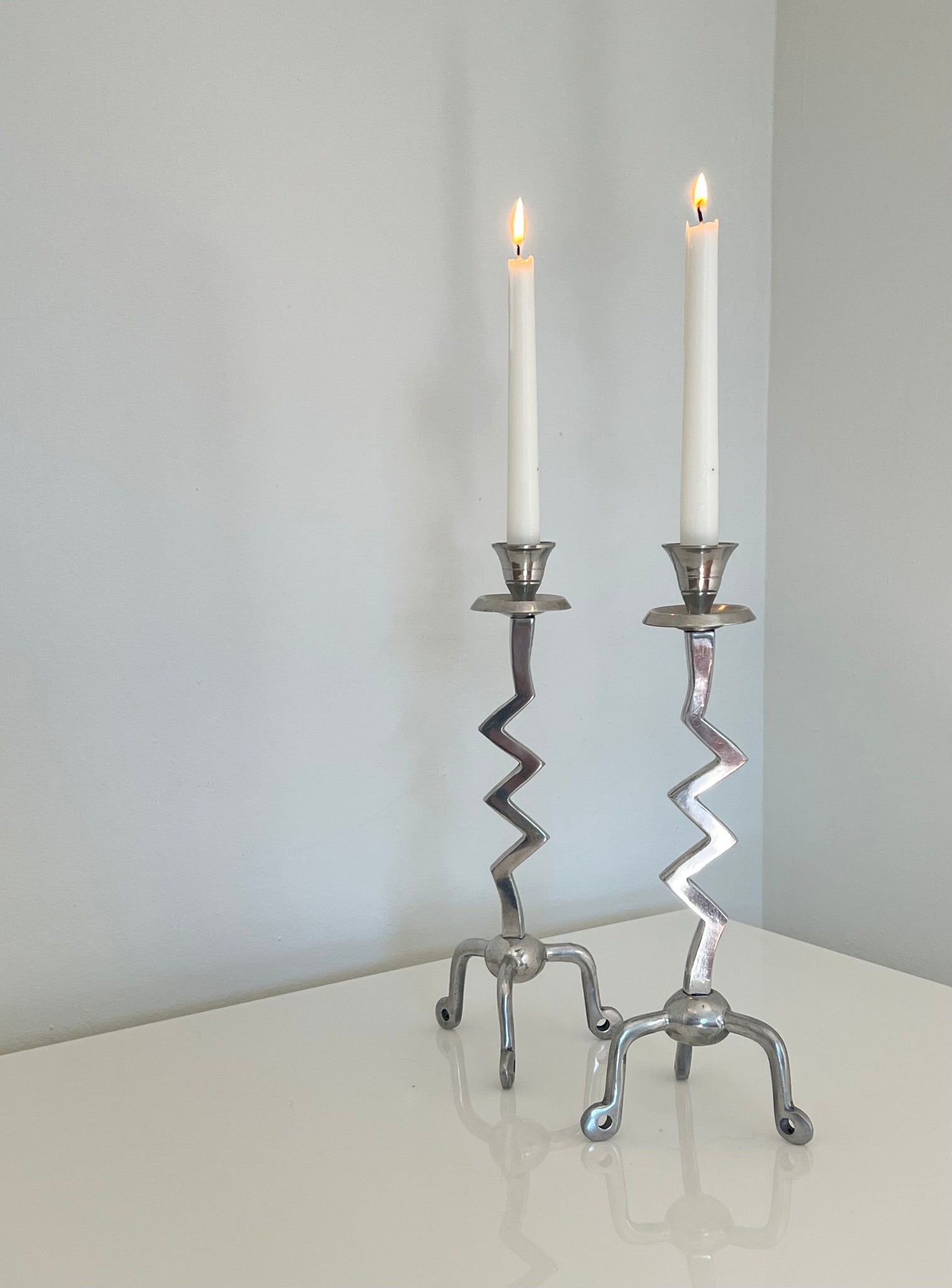 Post Modern Chrome Candlesticks