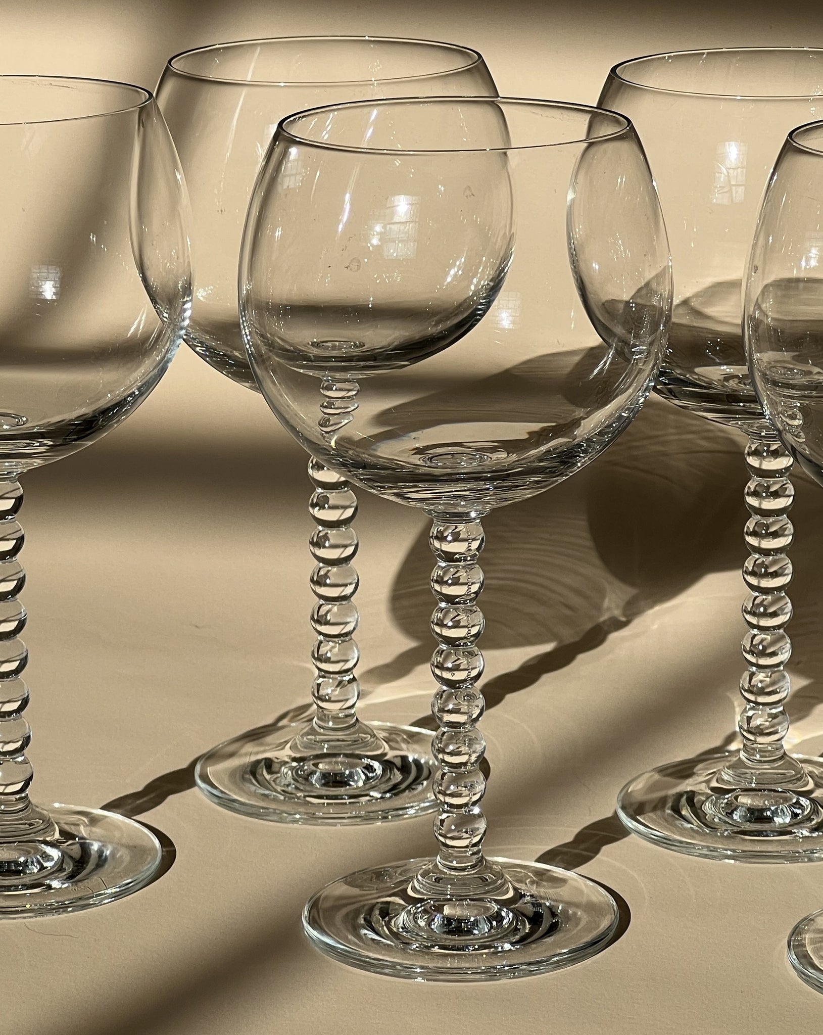 Bubble stem wine glasses