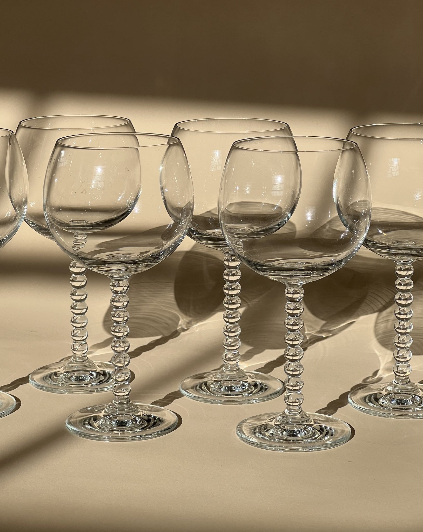 Bubble stem wine glasses