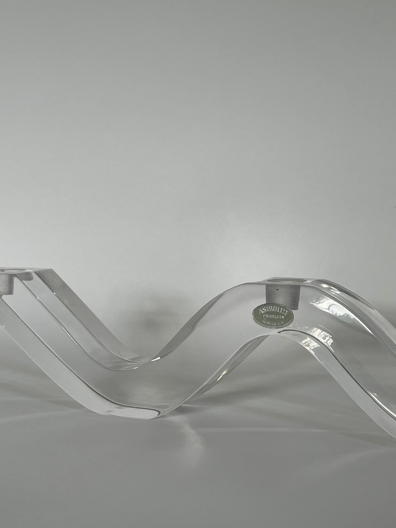 Lucite Wavy Candle Holder by Astrolite Ritts co.