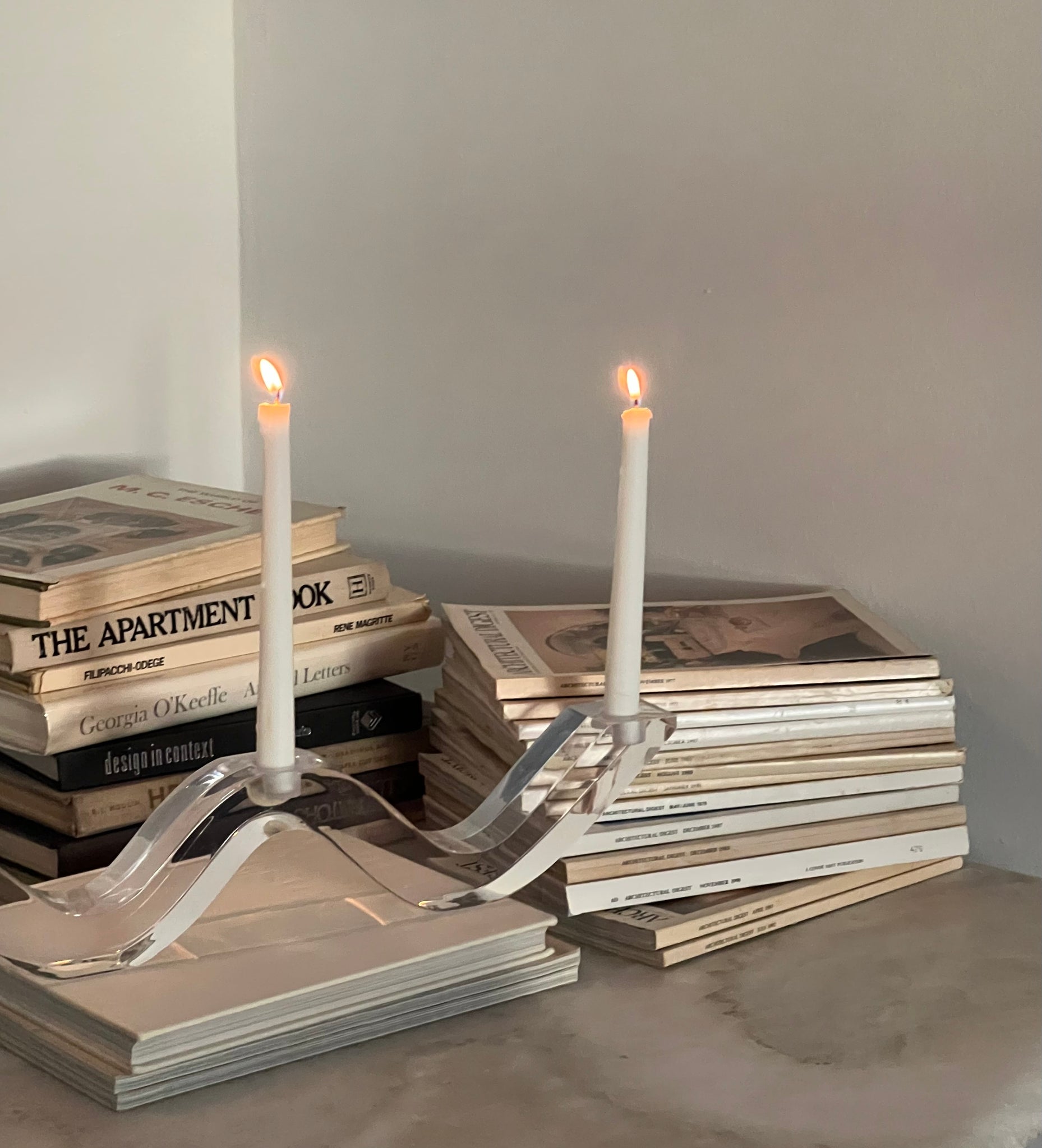 Lucite Wavy Candle Holder by Astrolite Ritts co.