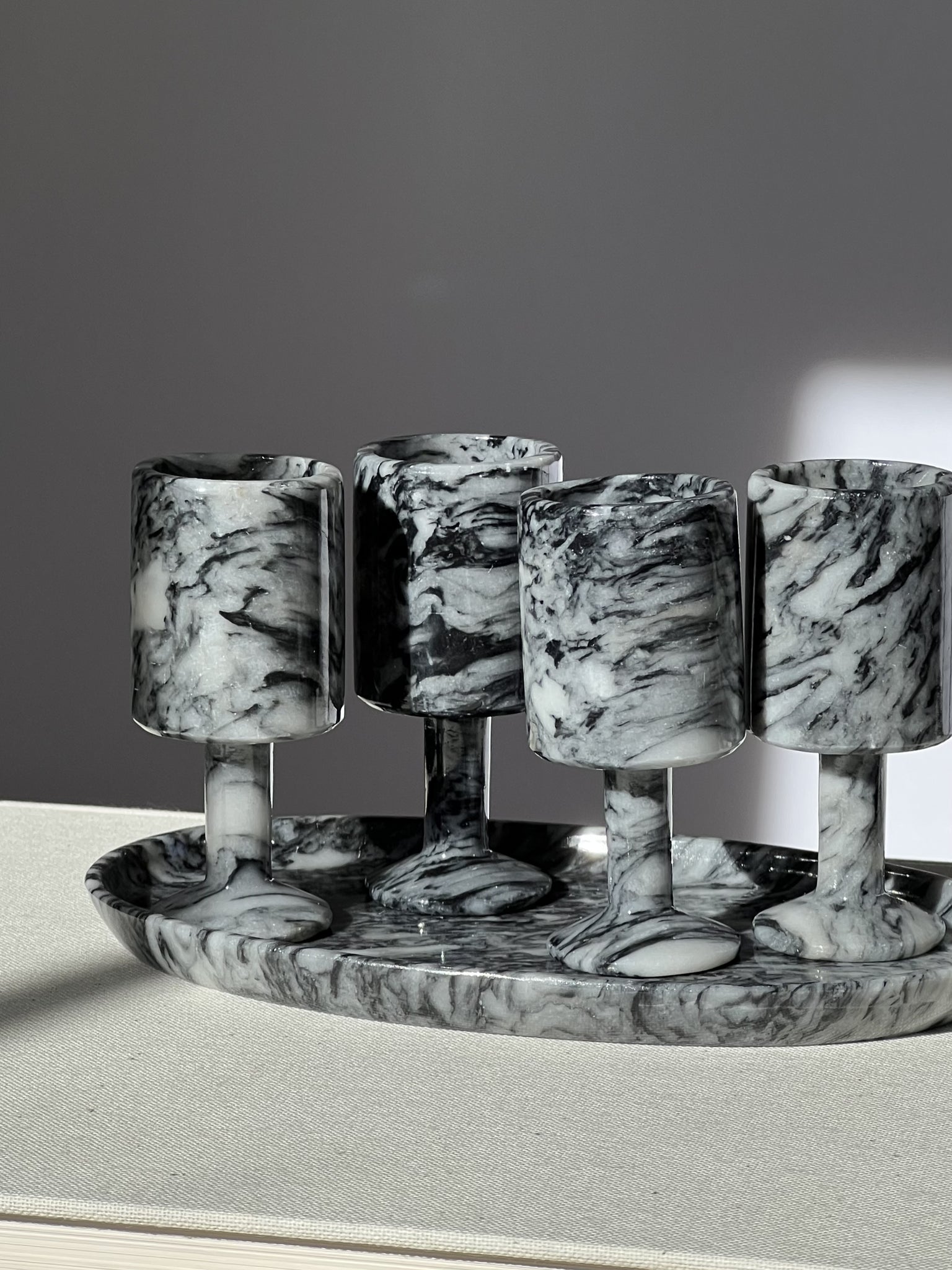 Marble Shot glasses + Tray