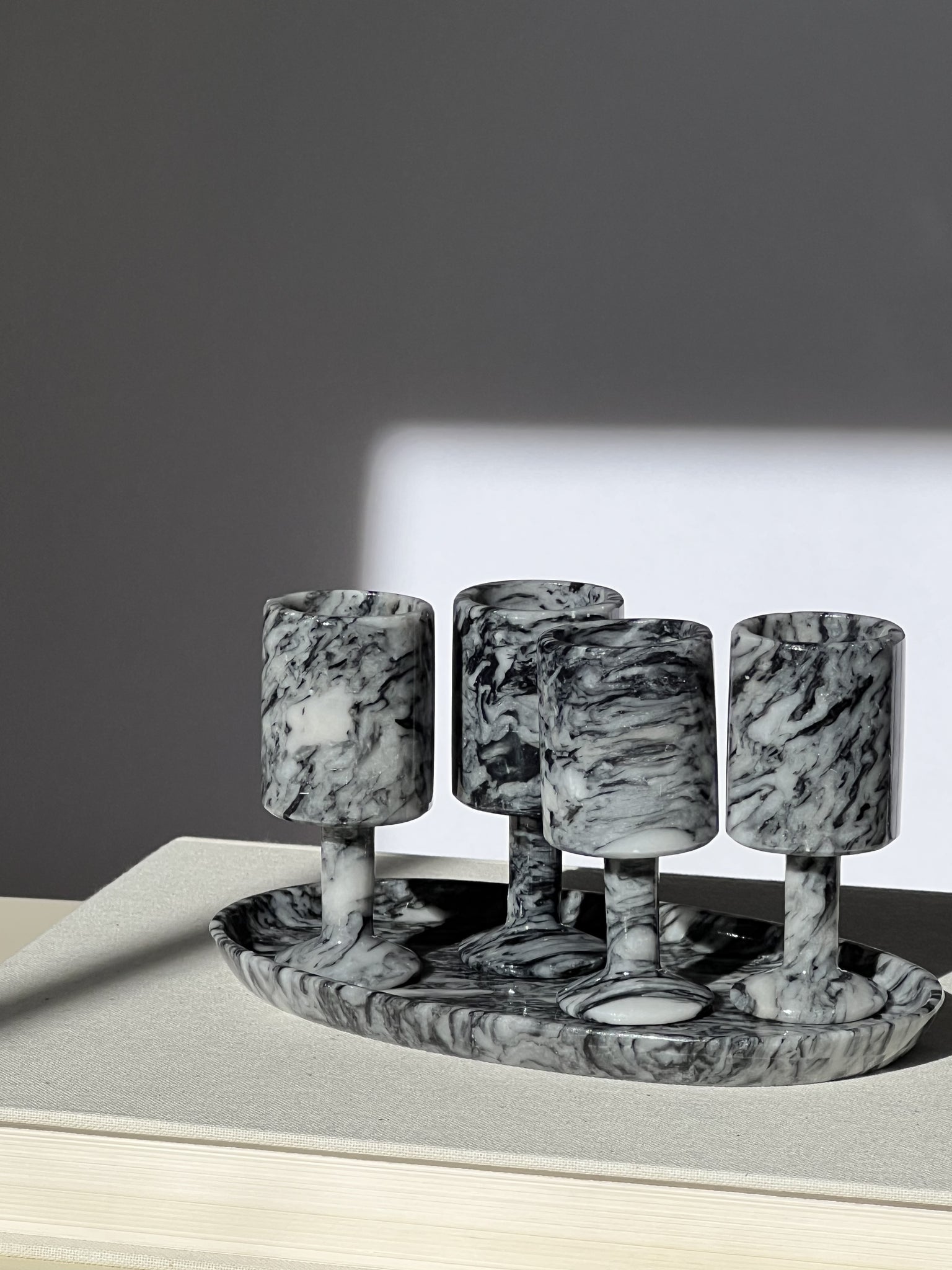 Marble Shot glasses + Tray