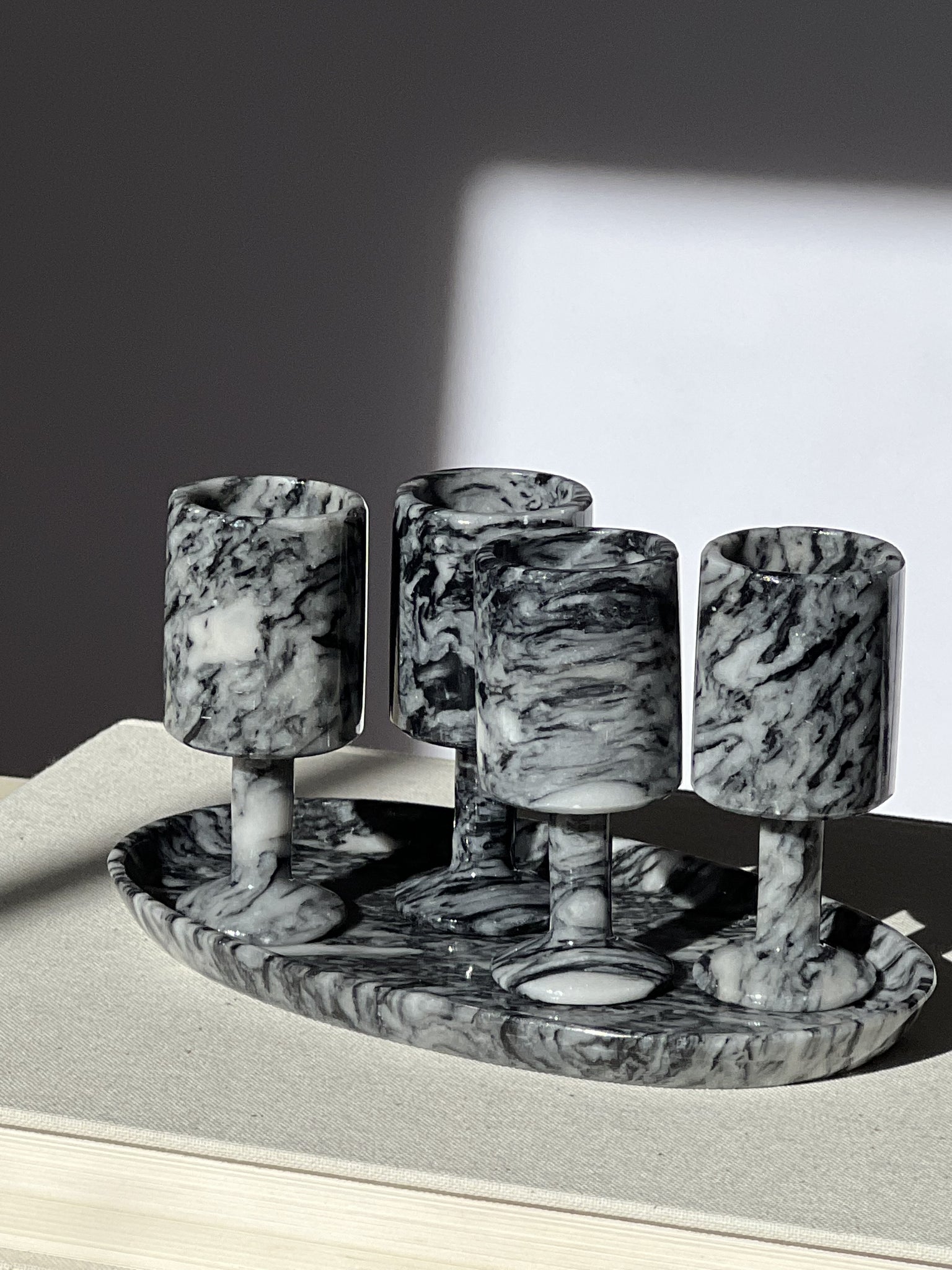 Marble Shot glasses + Tray