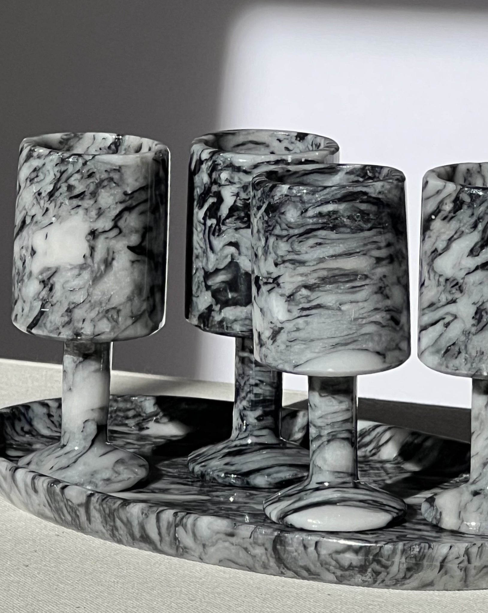 Marble Shot glasses + Tray
