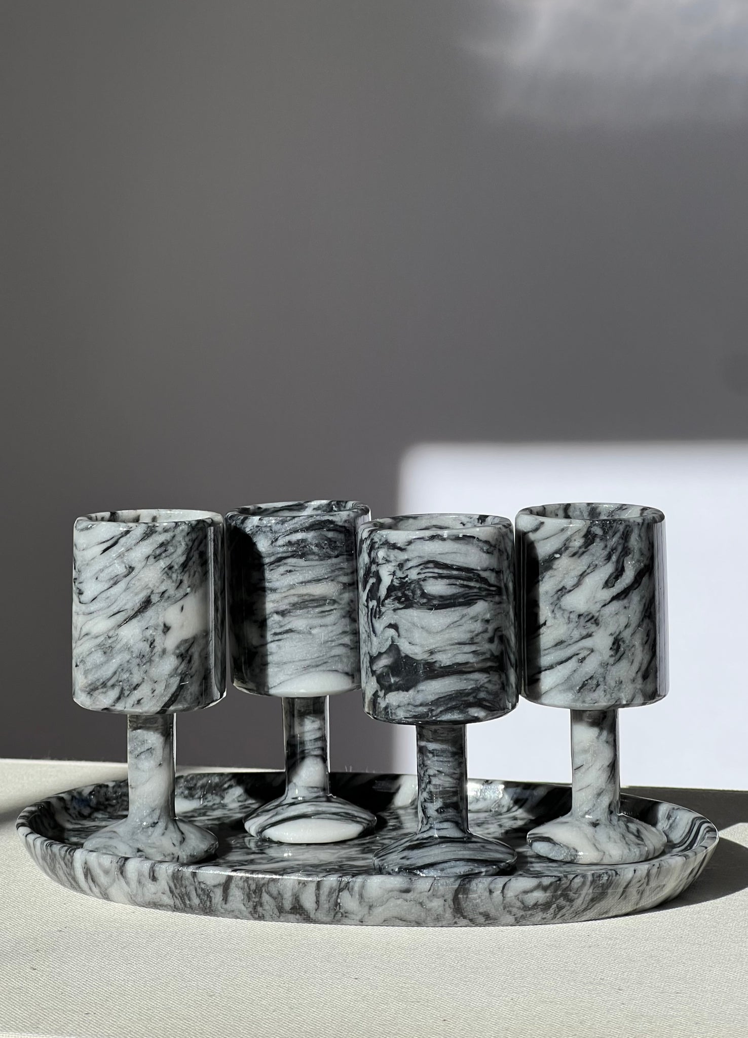 Marble Shot glasses + Tray