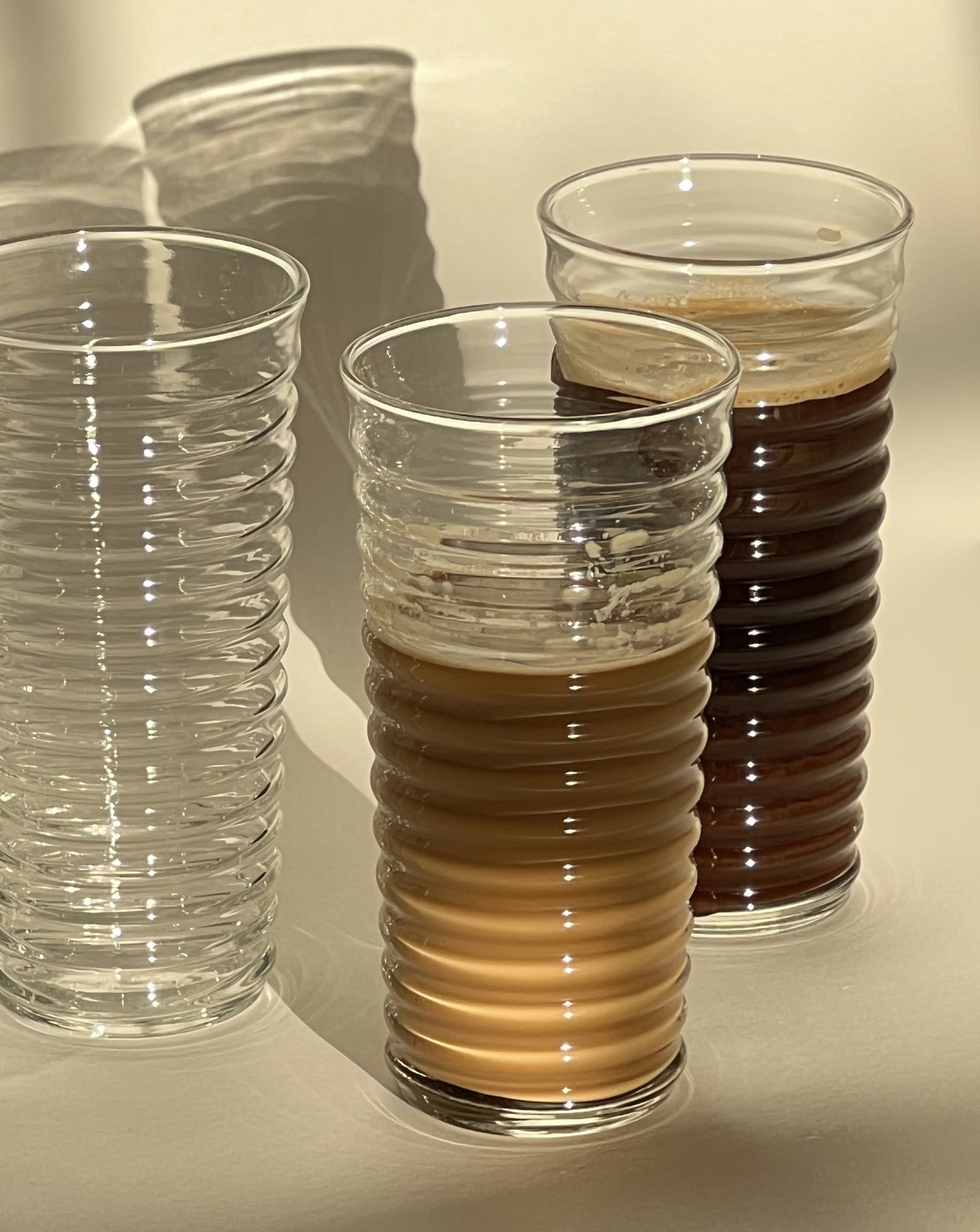 Set of 4 Ribbed Glasses