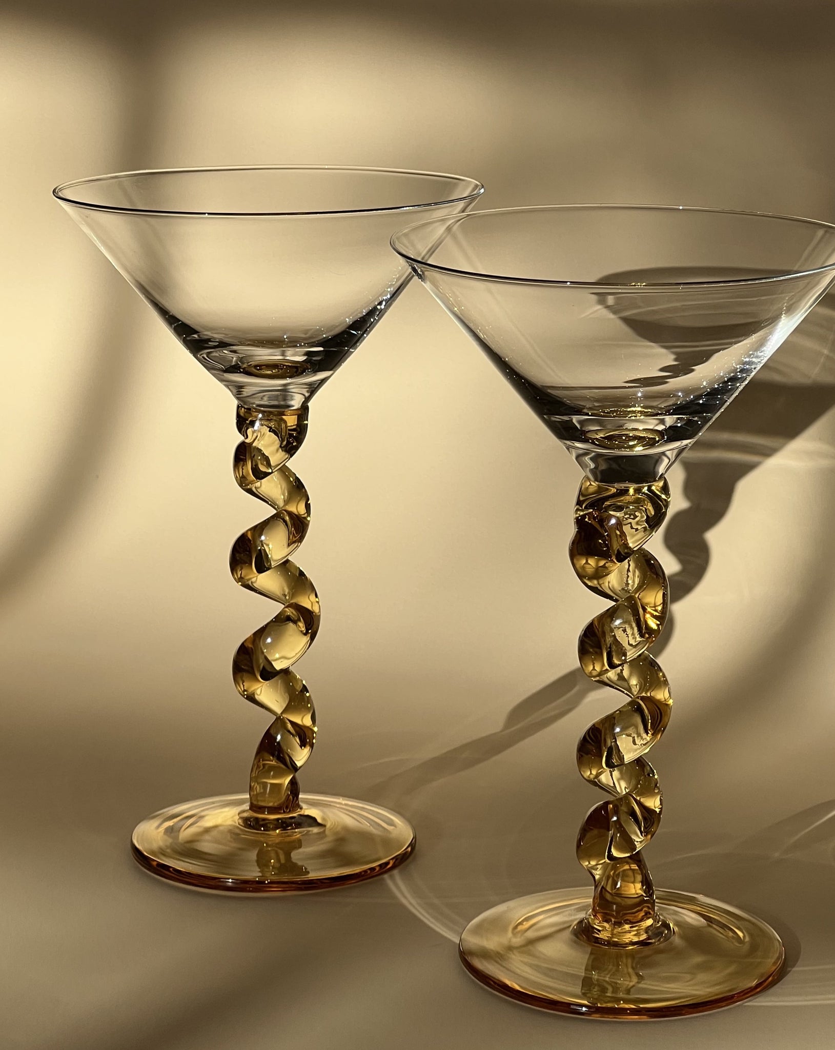 Swirl martini glasses