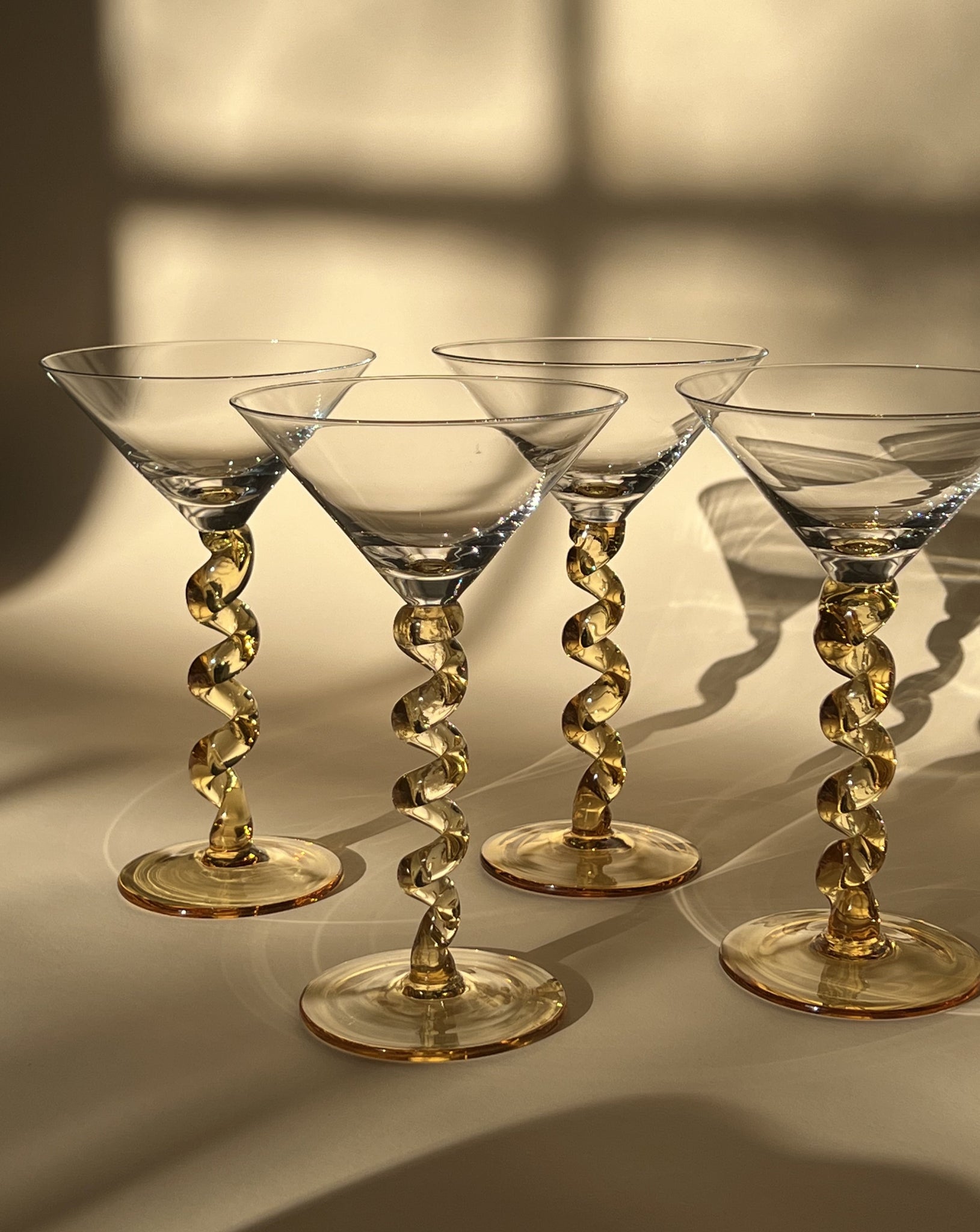 Swirl martini glasses