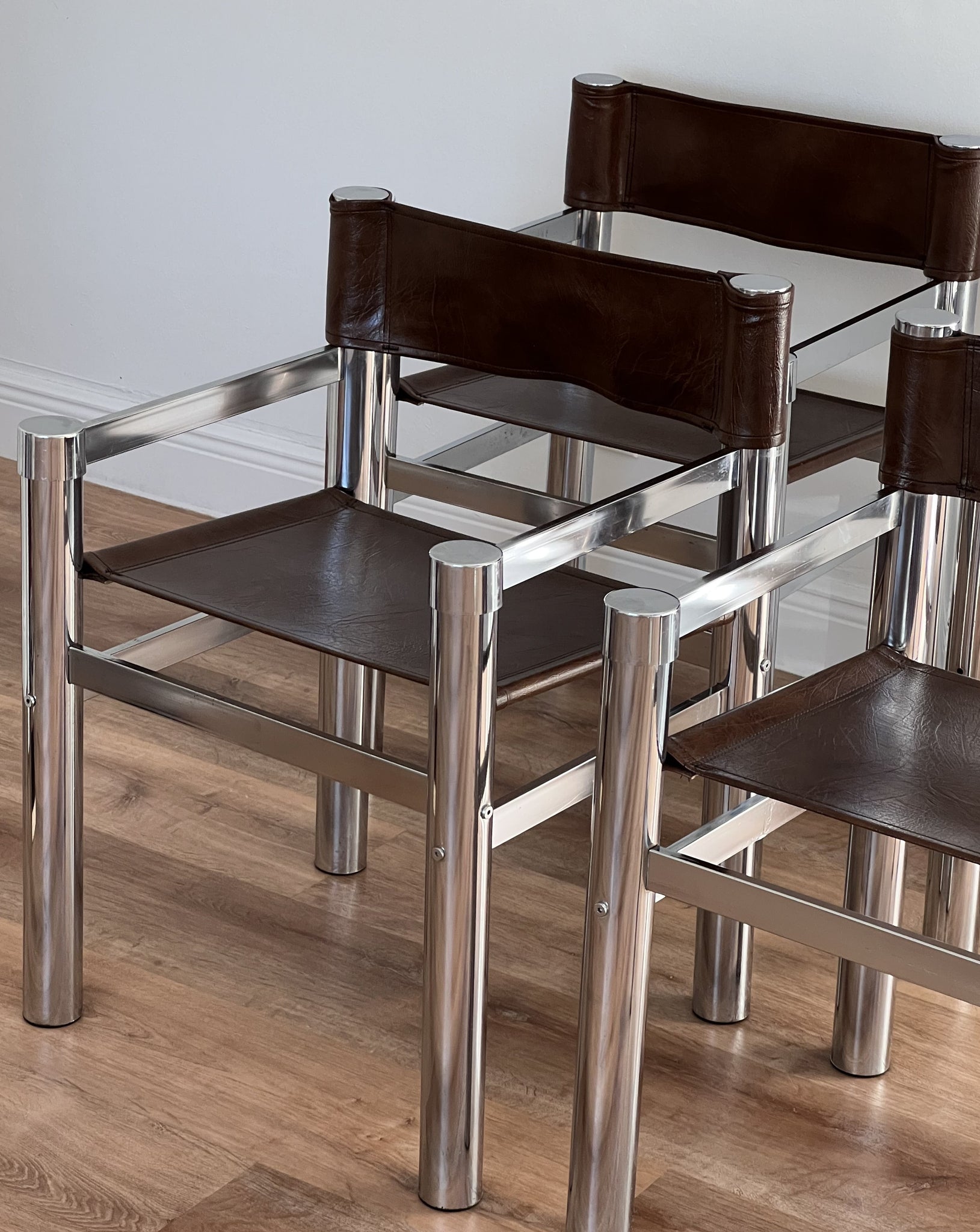 70's Chrome and leather chairs
