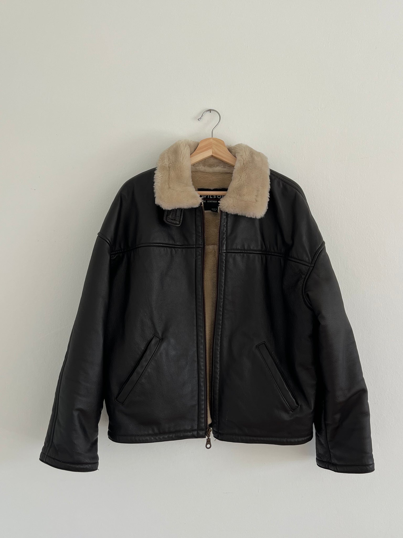 90s Leather bomber jacket