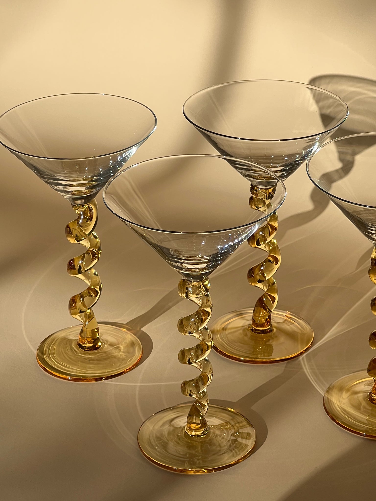 Swirl martini glasses