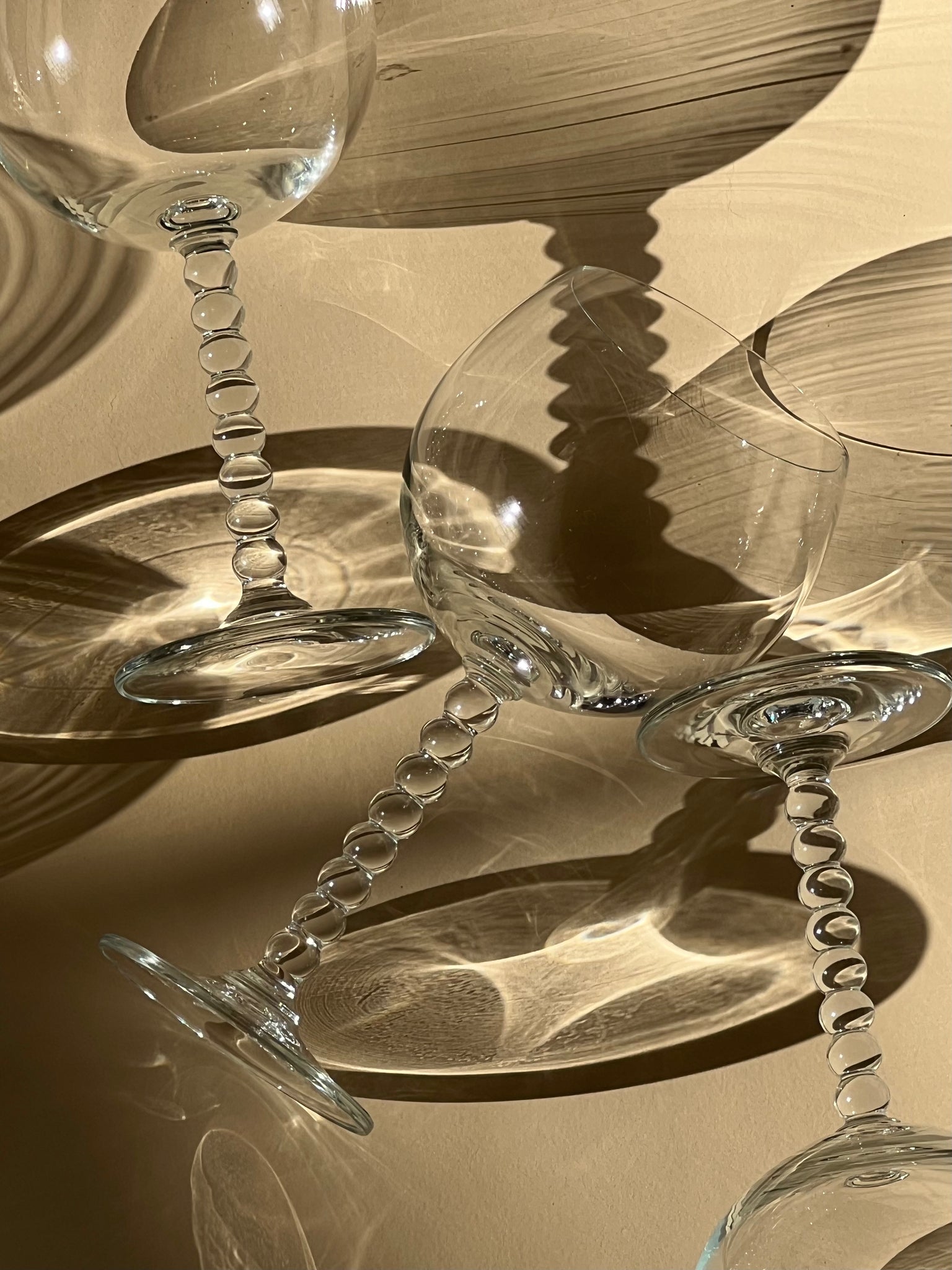 Bubble stem wine glasses
