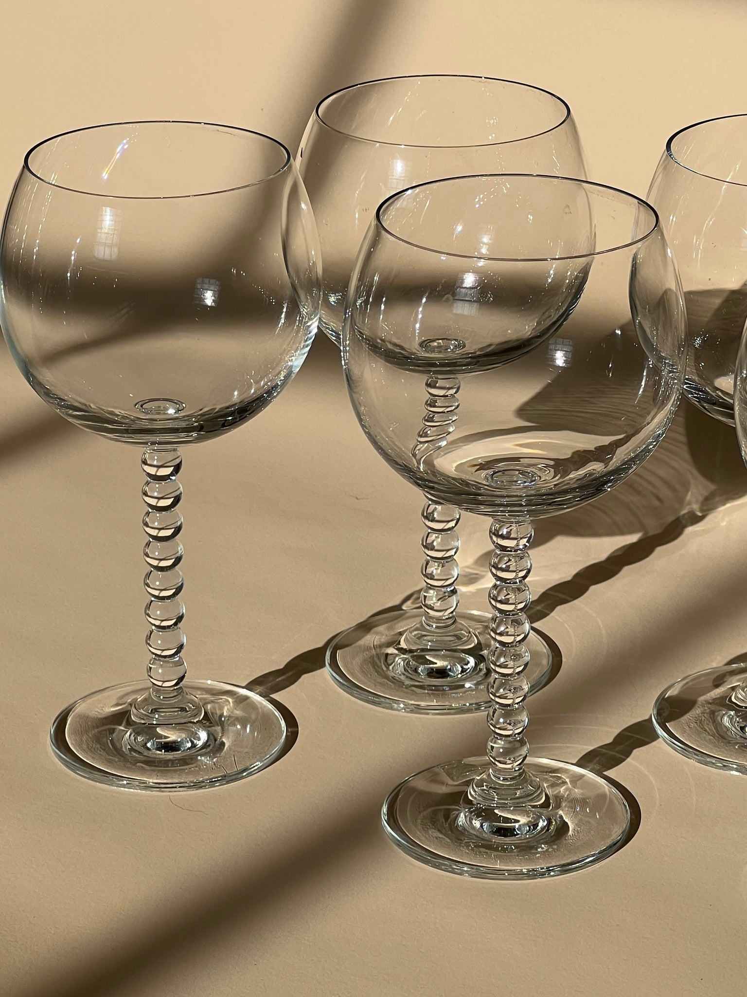 Bubble stem wine glasses