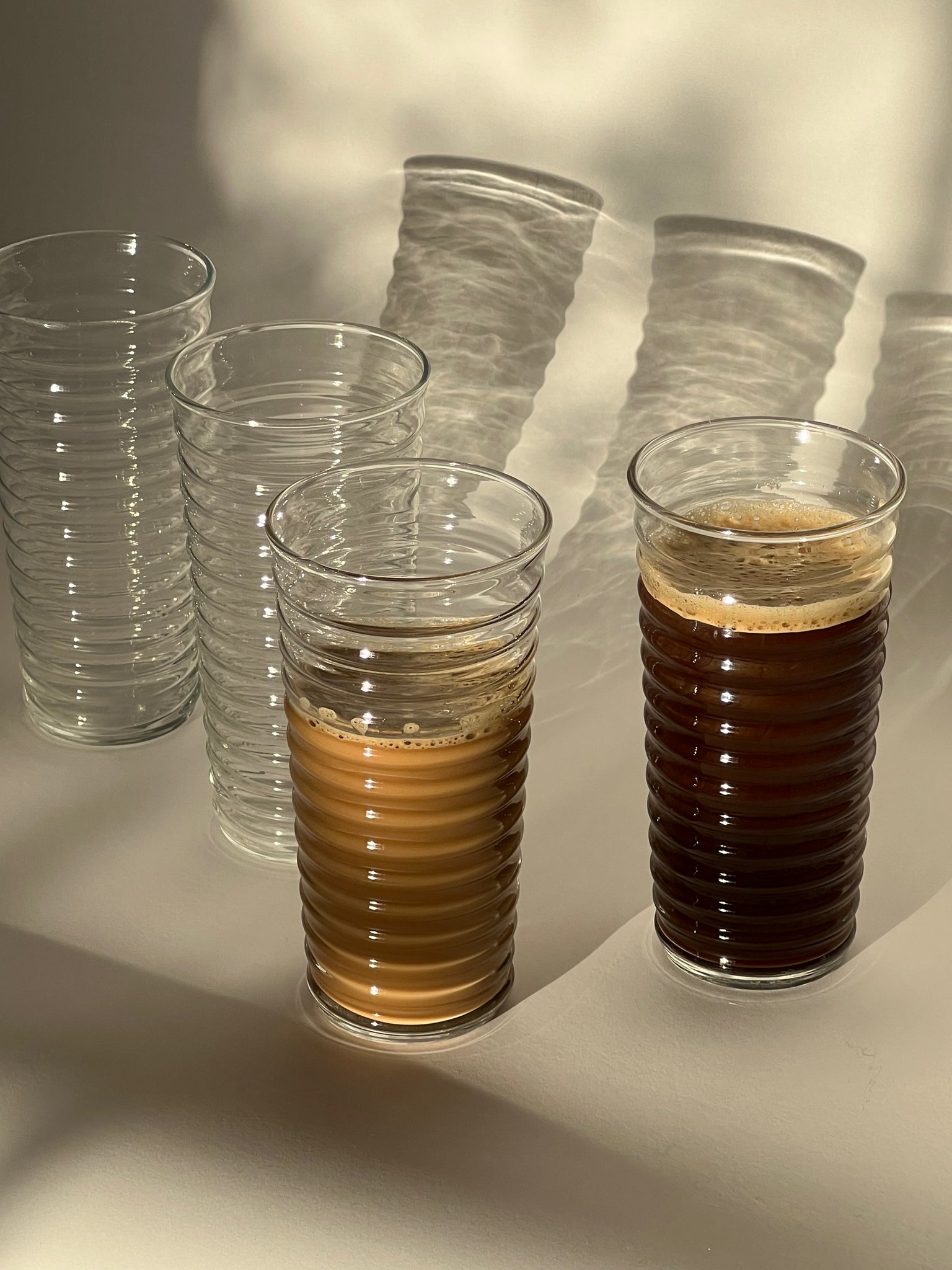 Set of 4 Ribbed Glasses