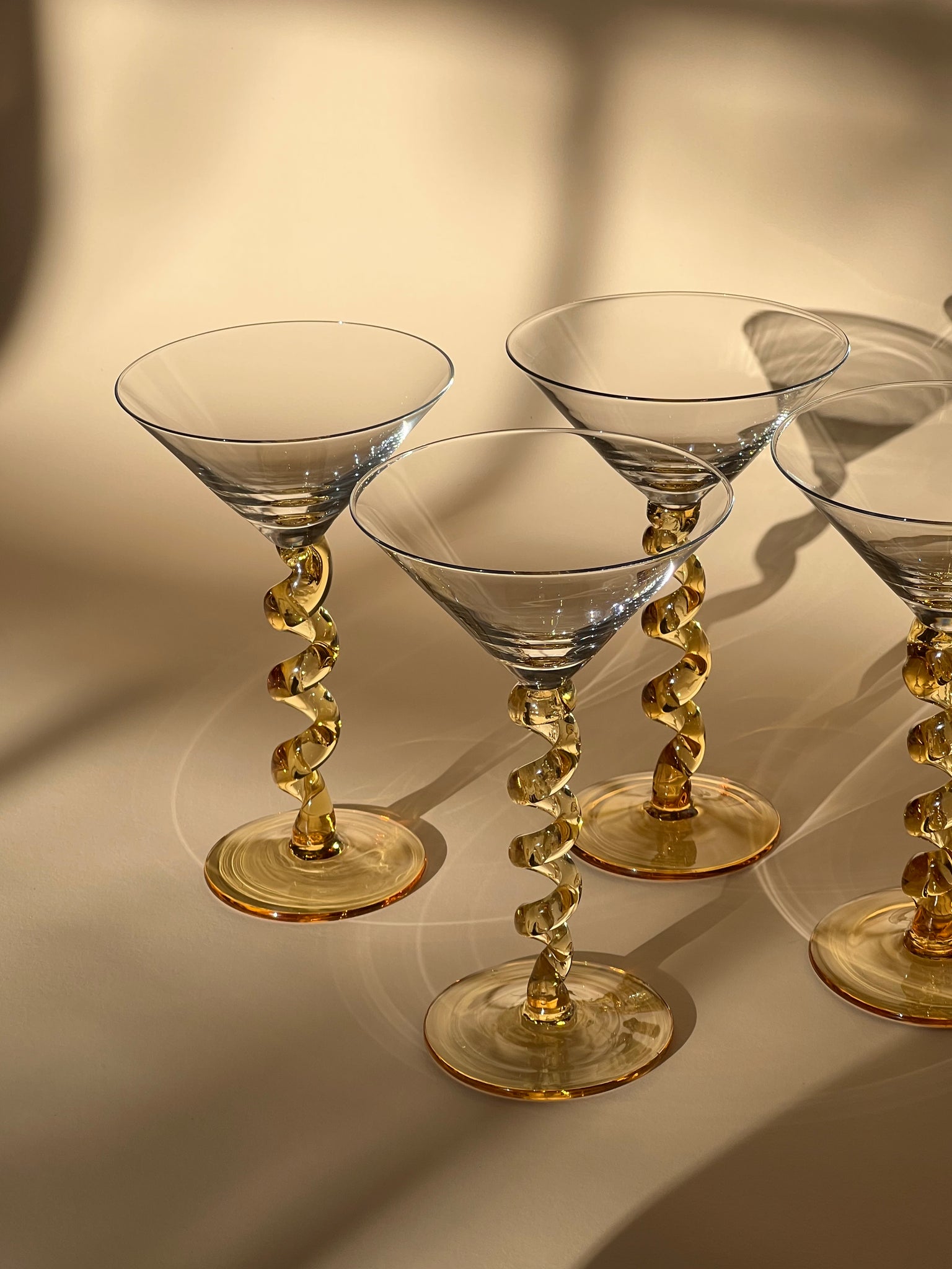 Swirl martini glasses
