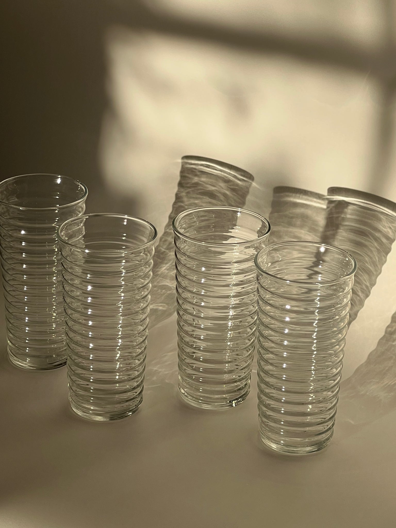 Set of 4 Ribbed Glasses