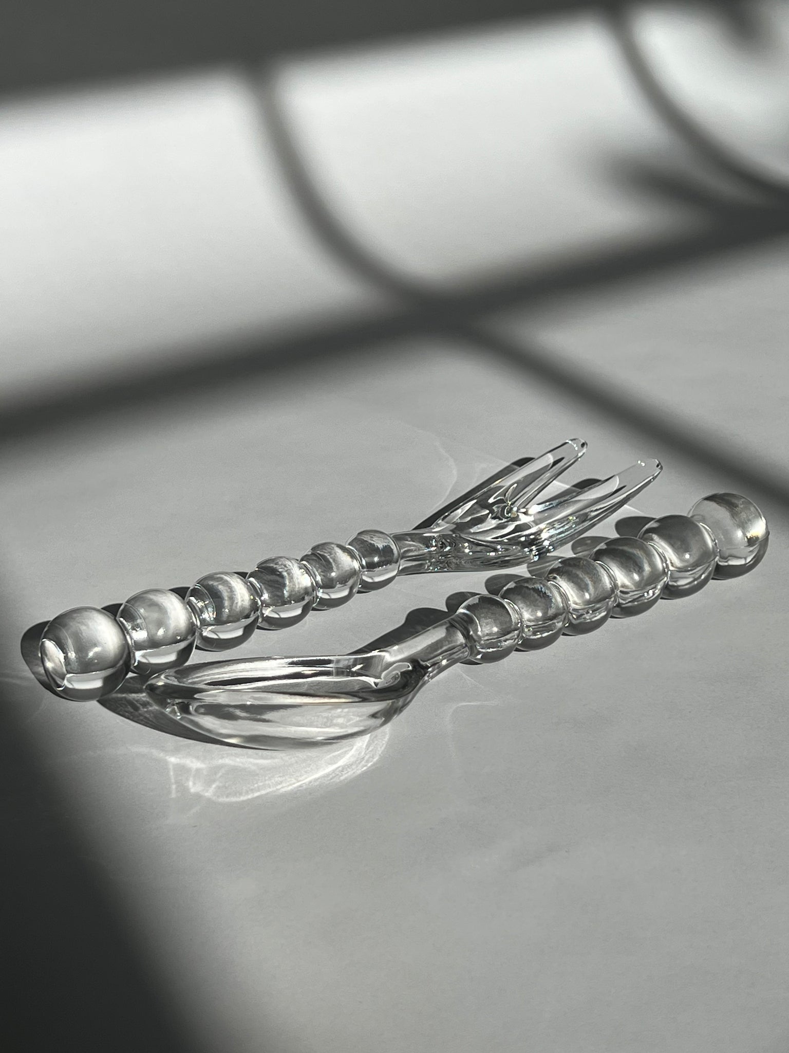 Imperial Glass Salad fork and spoon serving set