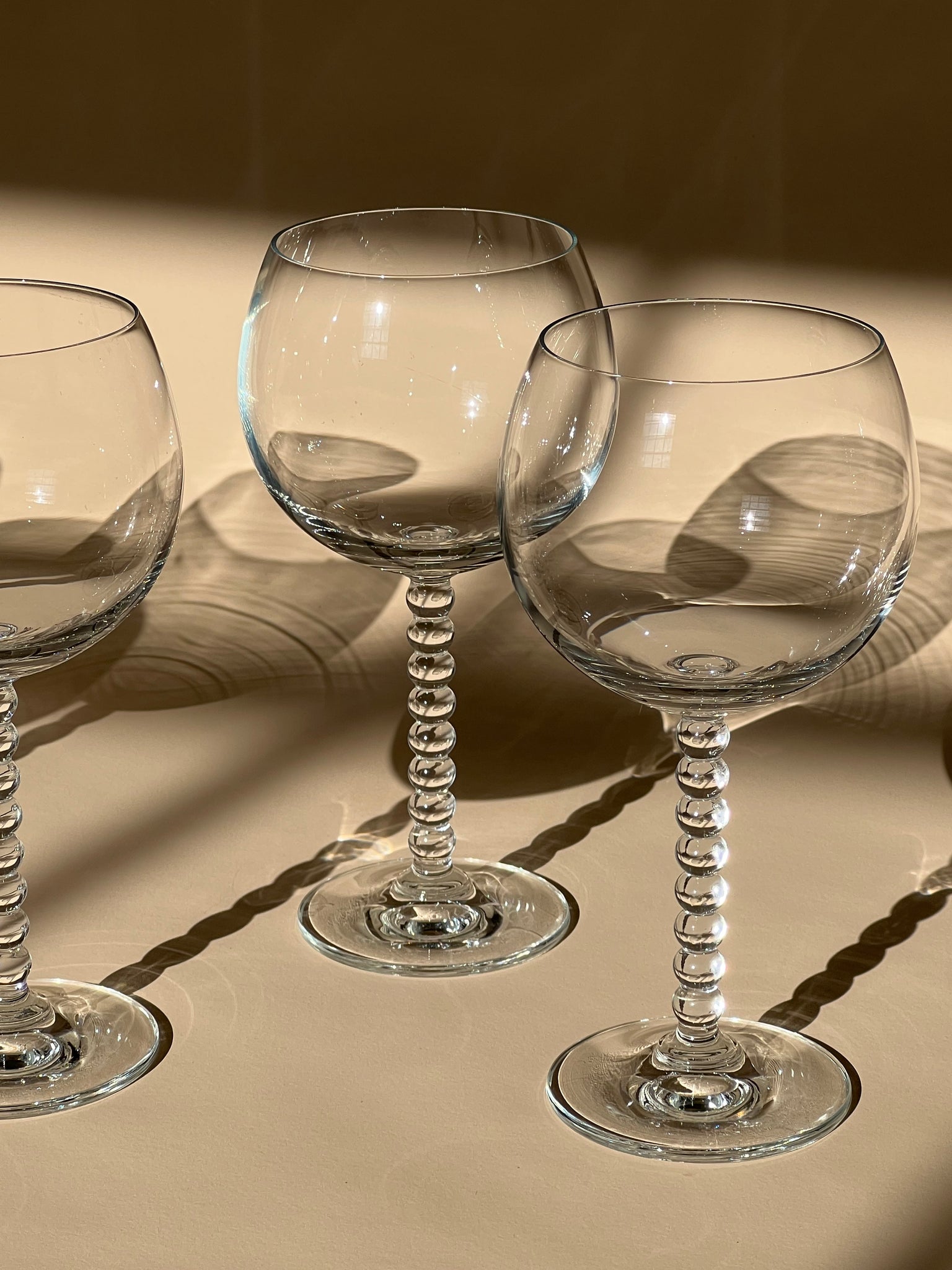 Bubble stem wine glasses