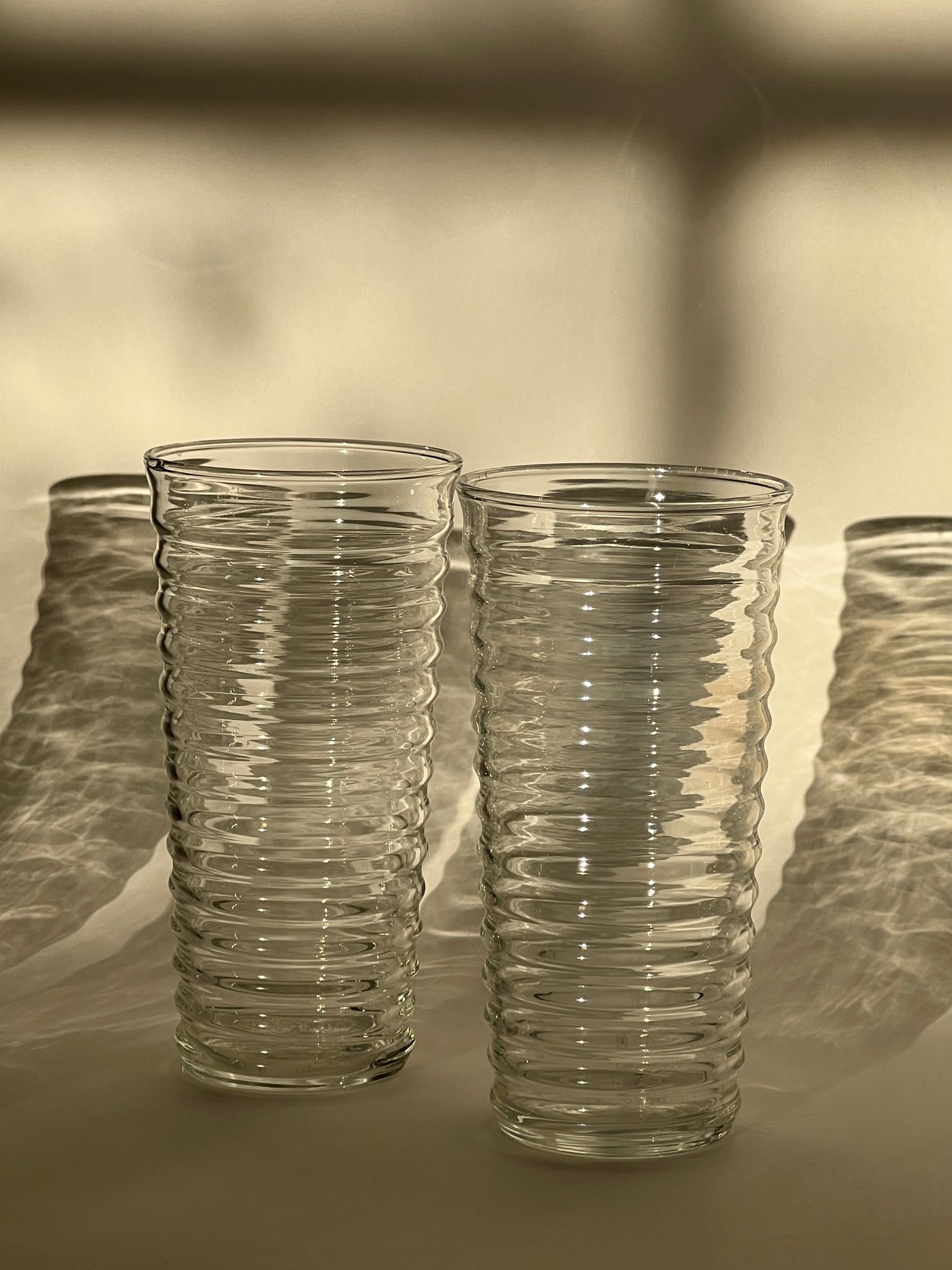 Set of 4 Ribbed Glasses