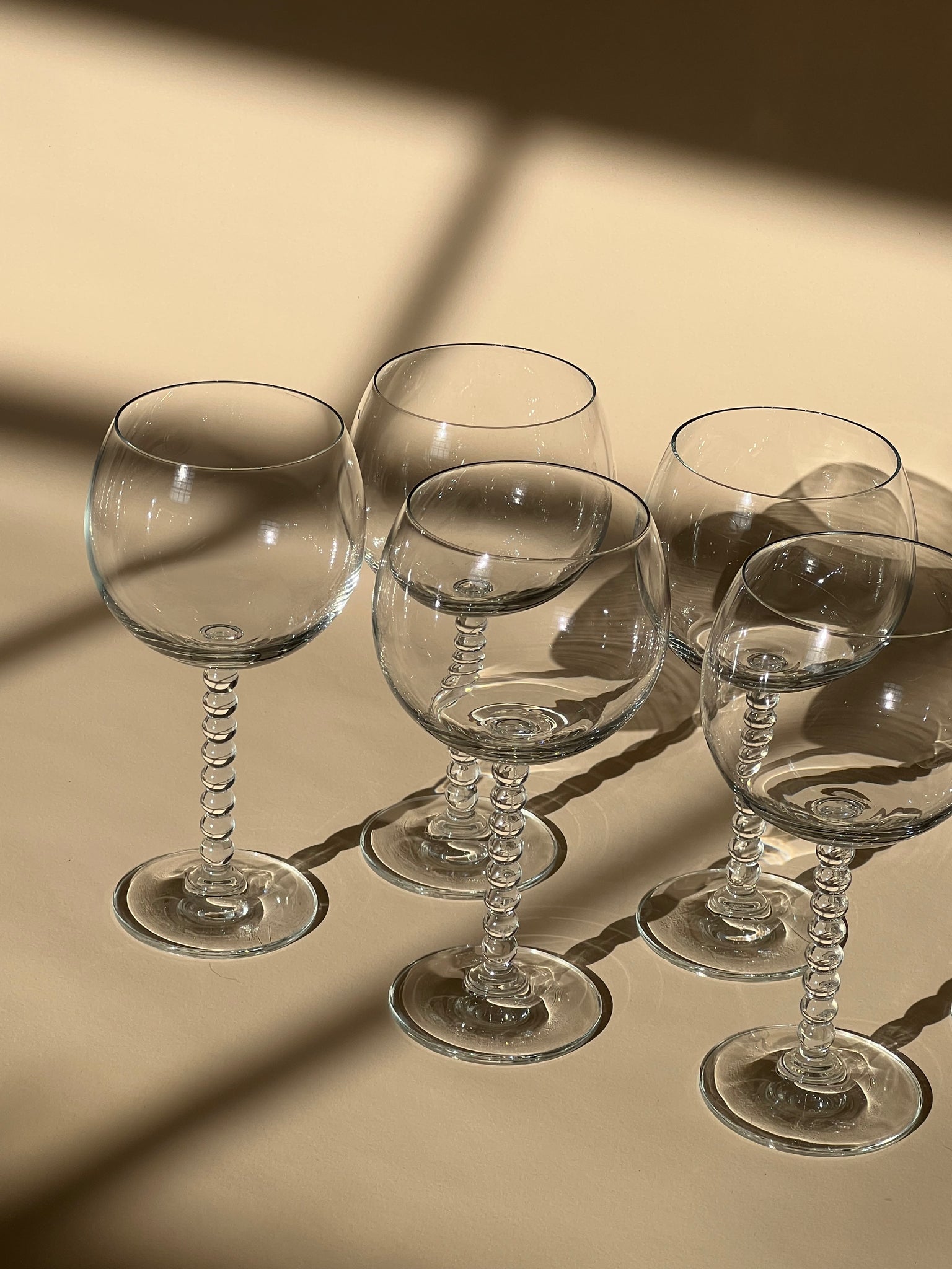 Bubble stem wine glasses