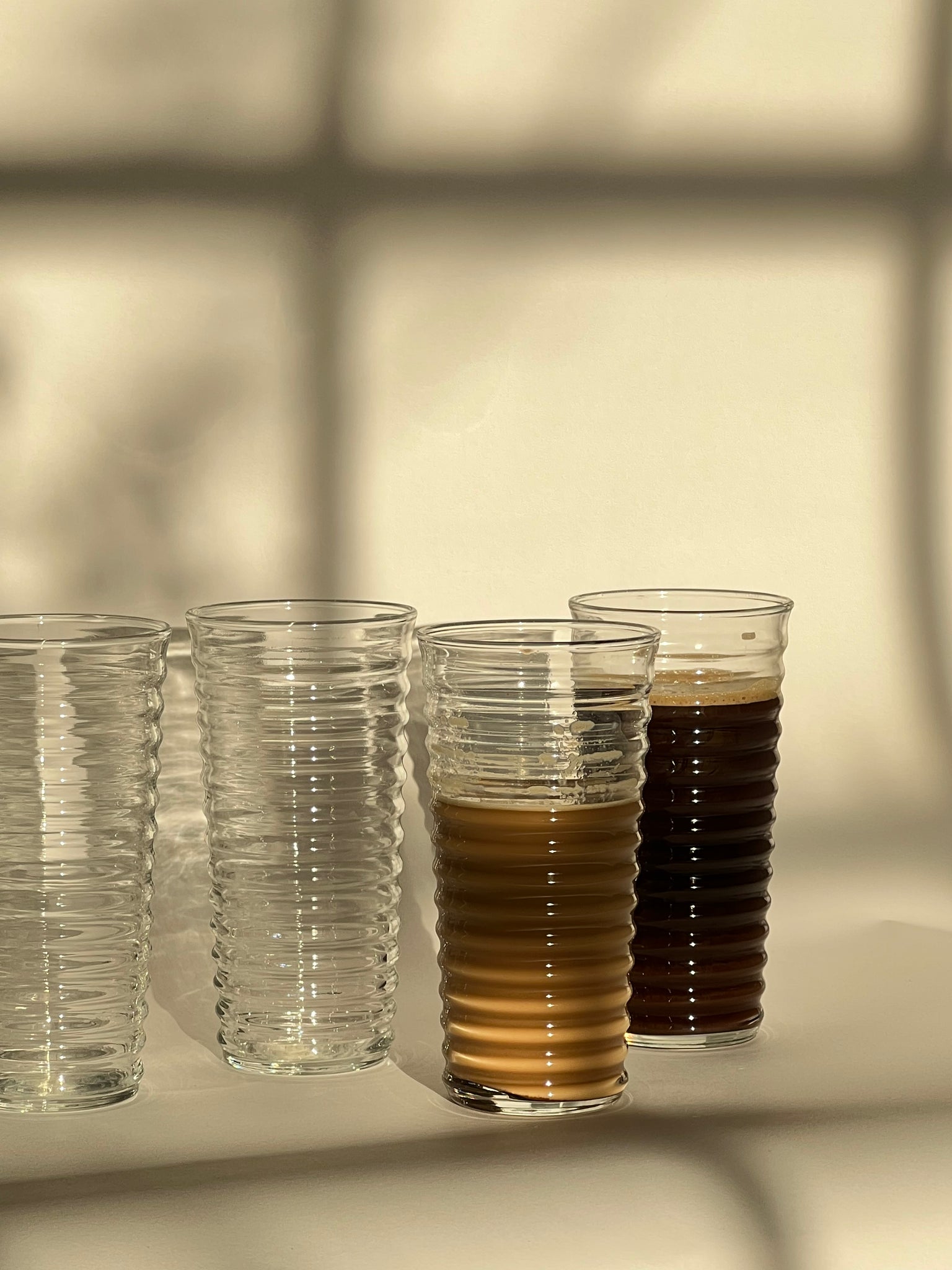 Set of 4 Ribbed Glasses